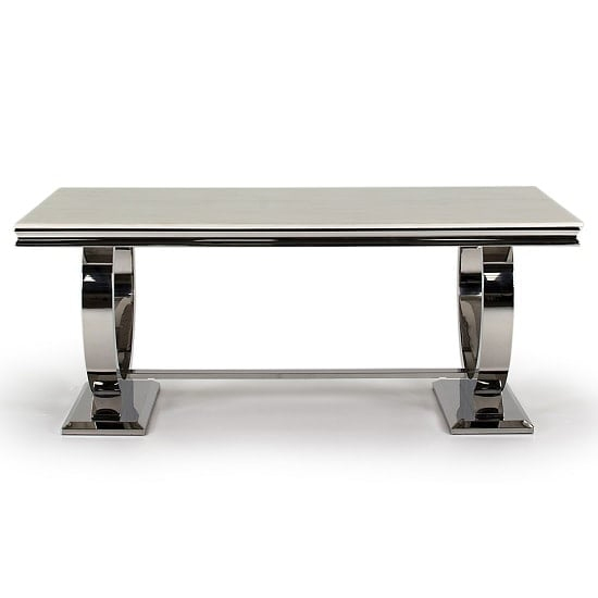 Read more about Kelsey small marble dining table with steel base in cream