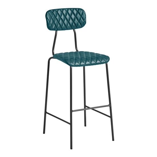 Photo of Kelso faux leather bar stool in vintage teal