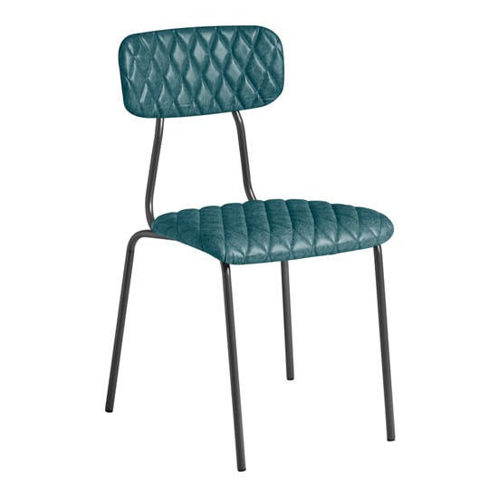 Product photograph of Kelso Faux Leather Dining Chair In Vintage Teal from Furniture in Fashion