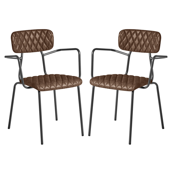 Read more about Kelso vintage brown faux leather armchairs in pair