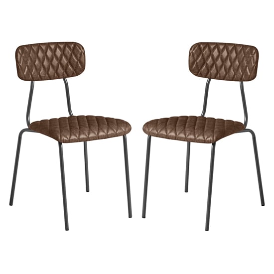 Product photograph of Kelso Vintage Brown Faux Leather Dining Chairs In Pair from Furniture in Fashion
