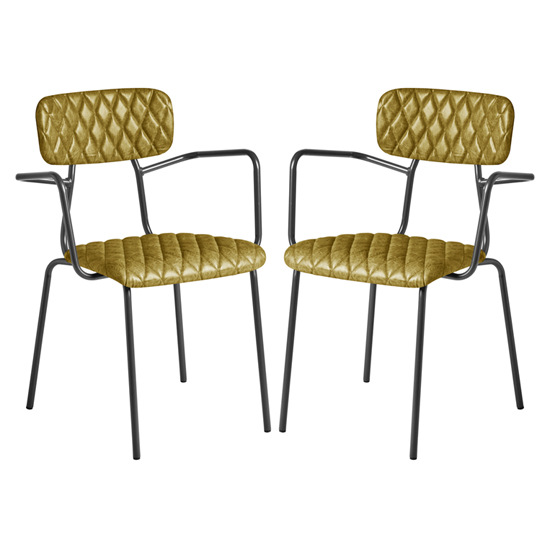Read more about Kelso vintage gold faux leather armchairs in pair