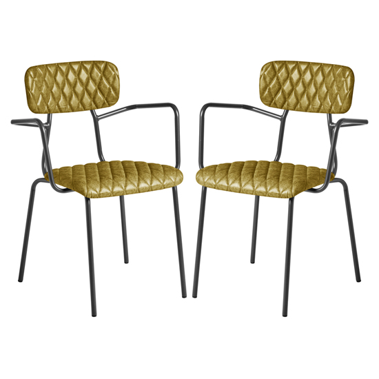 Read more about Kelso vintage gold faux leather armchairs in pair