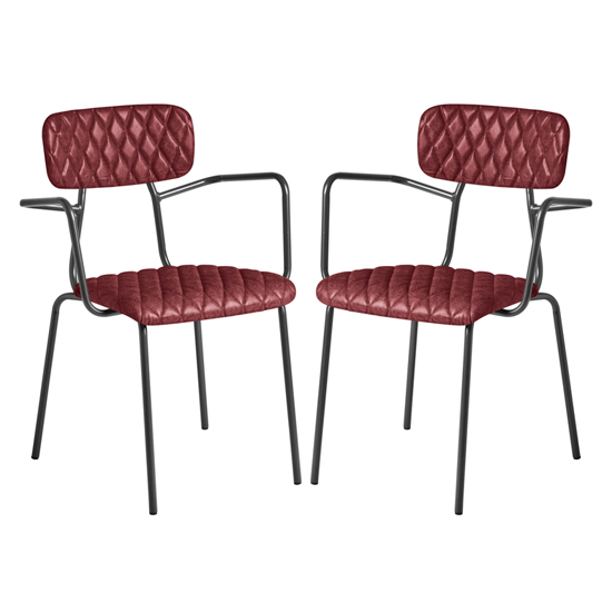 Read more about Kelso vintage red faux leather armchairs in pair