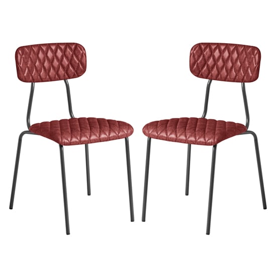 Read more about Kelso vintage red faux leather dining chairs in pair