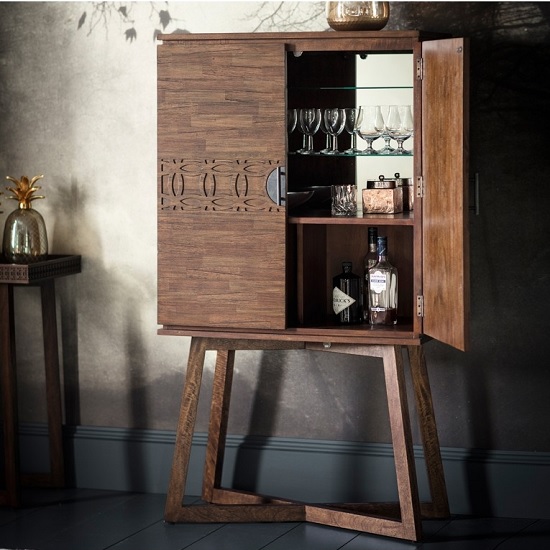 Kelton Retreat Wooden Bar Cabinet In Mango Wood With 2 Doors_2