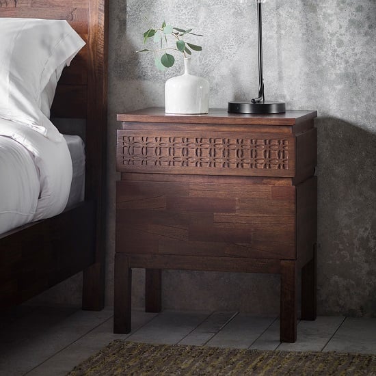 Bahia Wooden Bedside In Brown Furniture in Fashion