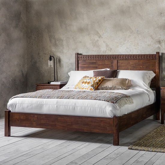 Kelton Retreat Wooden King Size Bed In Mango Wood 37484