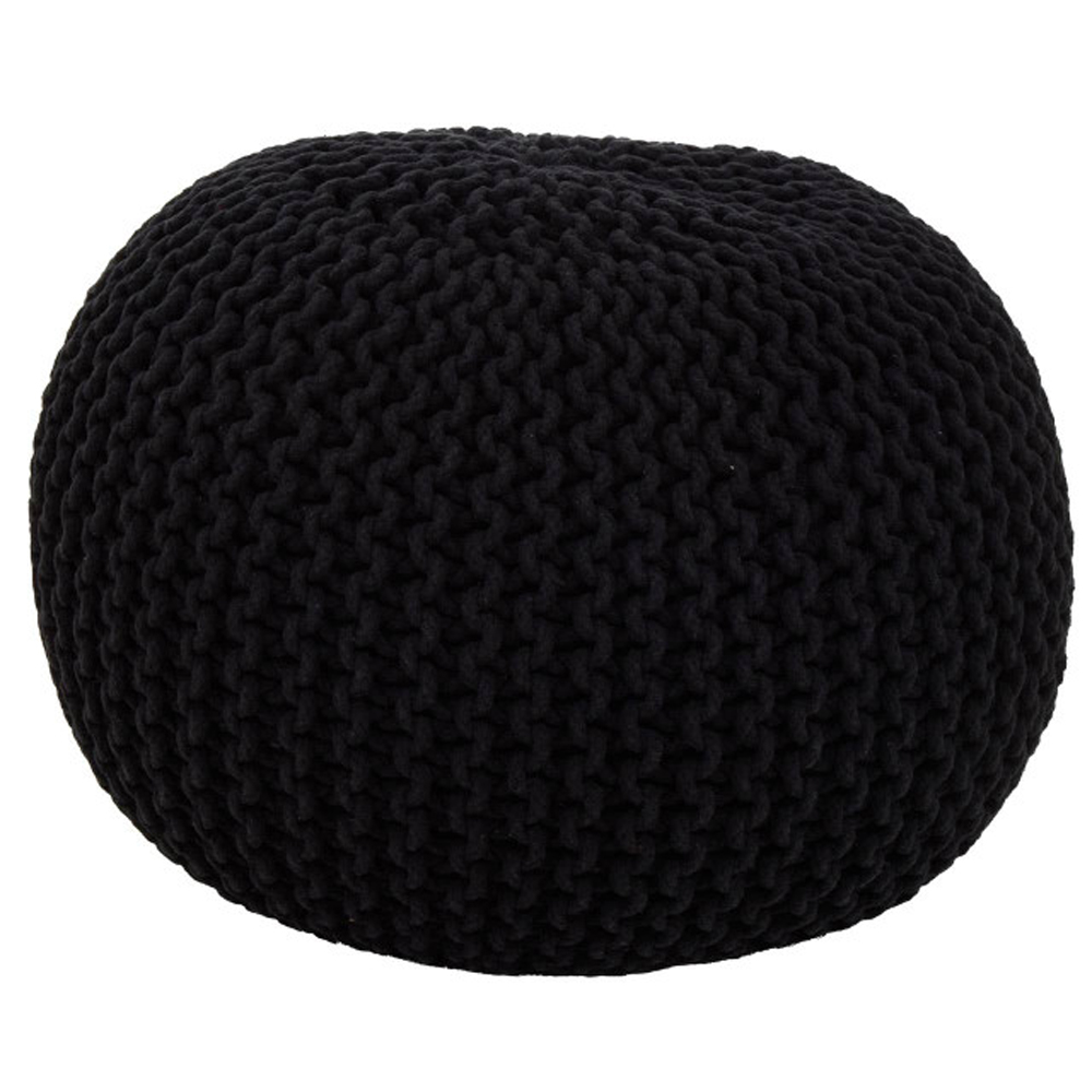 Kelvra Fabric Kids Knit Pouffe in Black