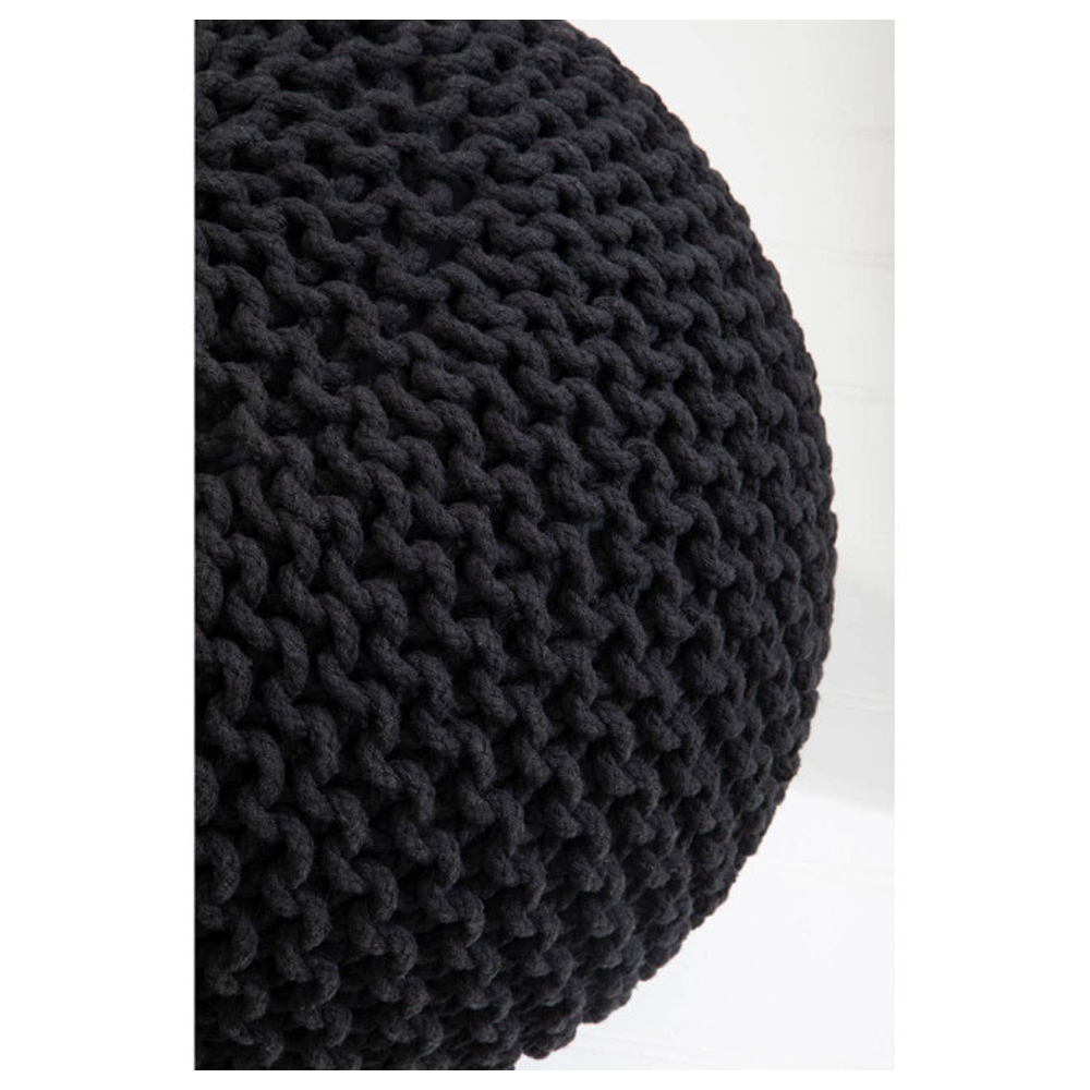 Kelvra Fabric Kids Knit Pouffe in Black