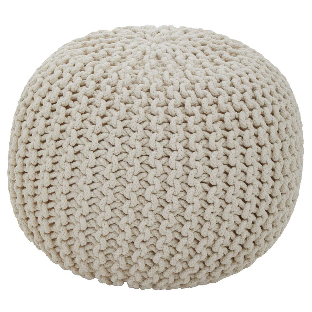 Kelvra Fabric Kids Knit Pouffe in Cream
