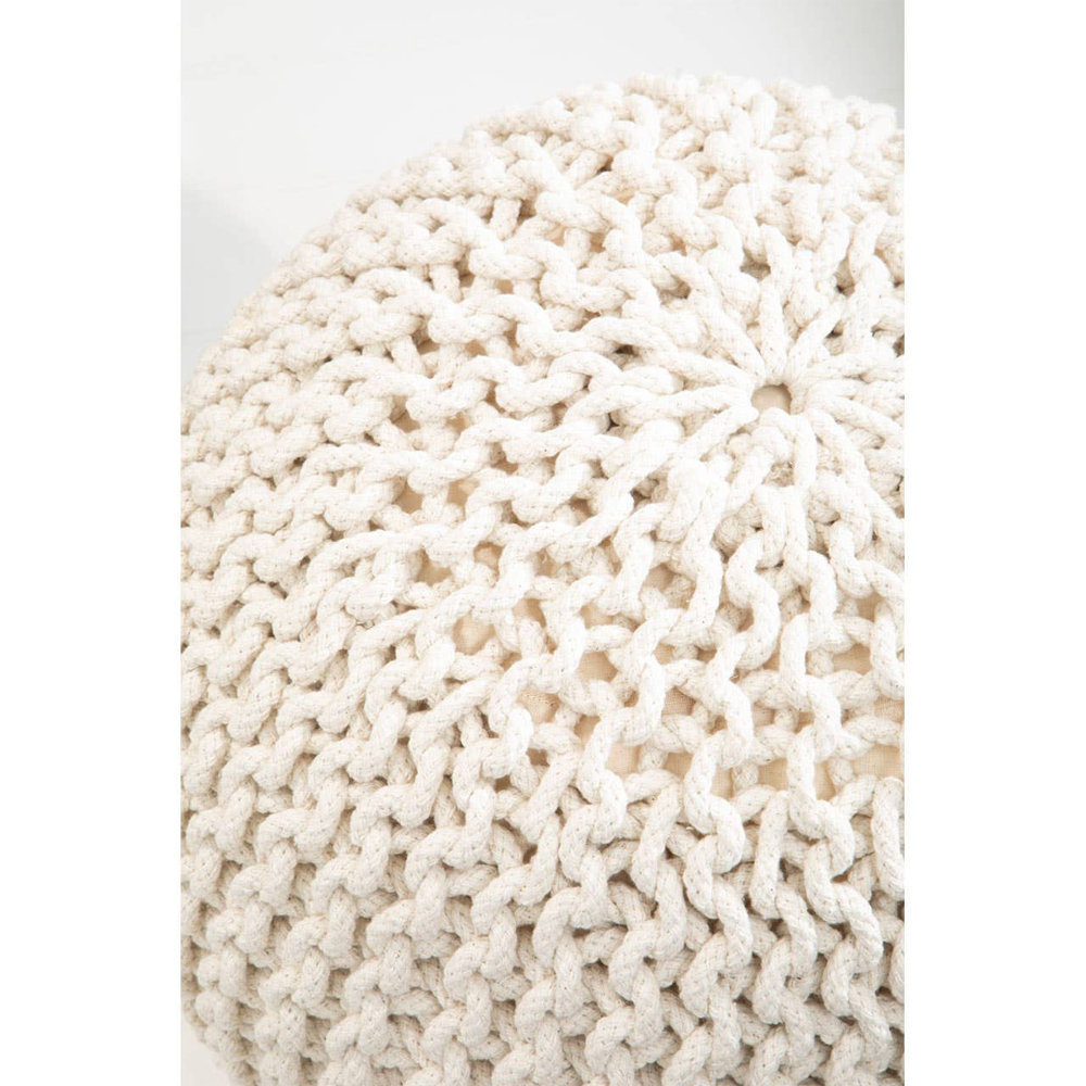 Kelvra Fabric Kids Knit Pouffe in Cream