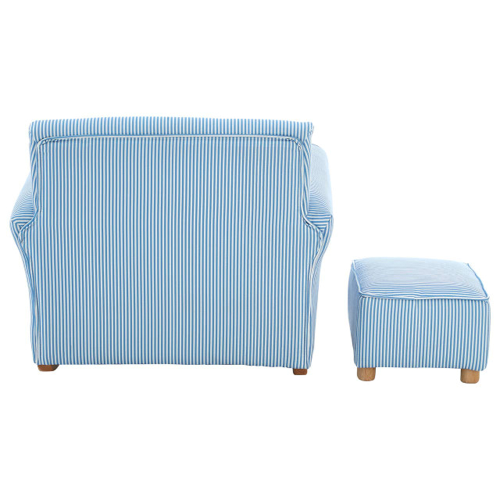 Kelvra Fabric Rocking Chair with Footstool in Blue and White