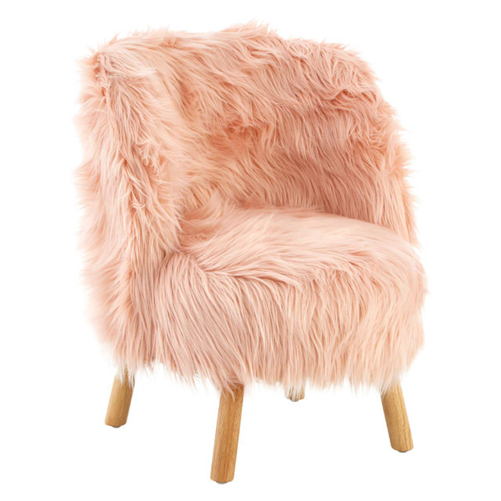 Kelvra Faux Fur Kids Chair in Pink