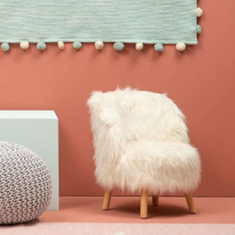 Kelvra Faux Fur Kids Chair in White