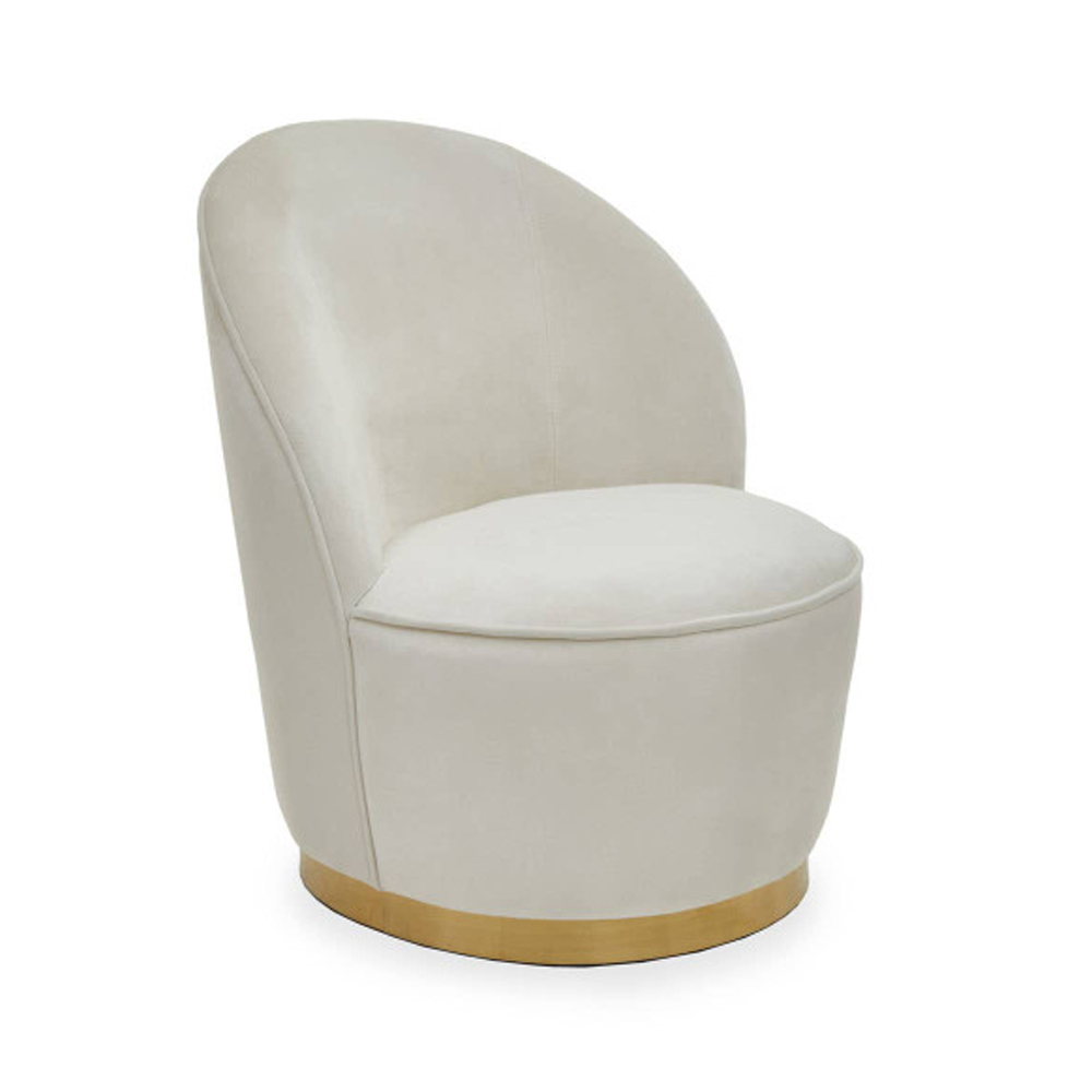 Kelvra Velvet Kids Chair with Gold Base in Cream