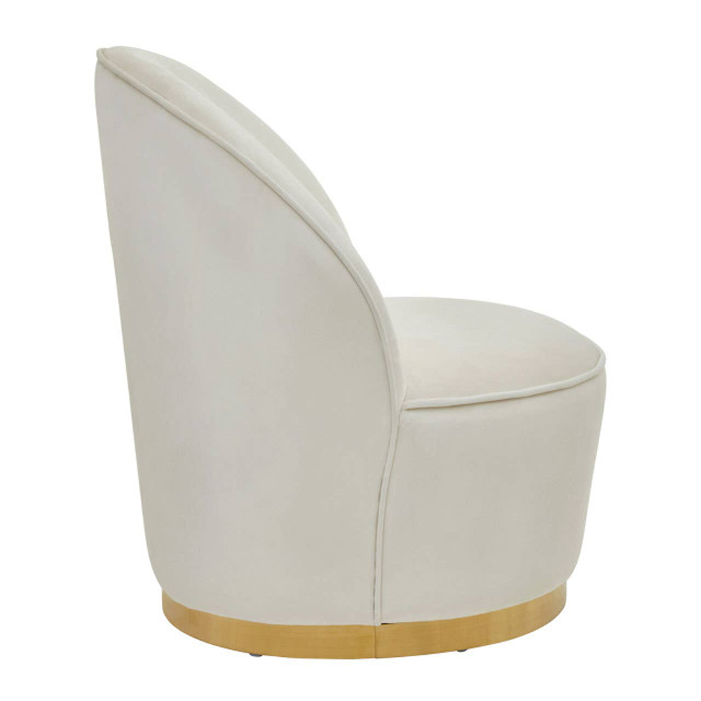 Kelvra Velvet Kids Chair with Gold Base in Cream