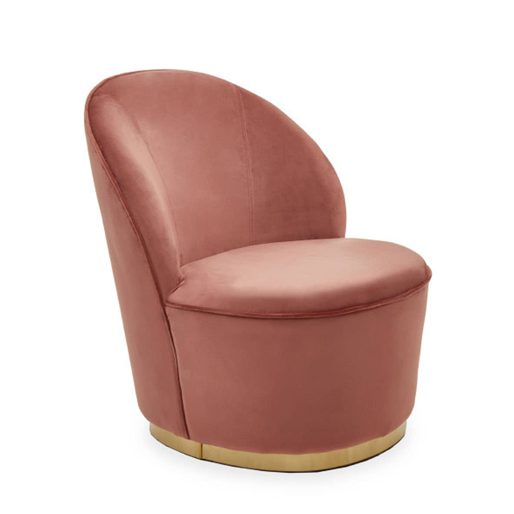 Kelvra Velvet Kids Chair with Gold Base in Dusty Pink