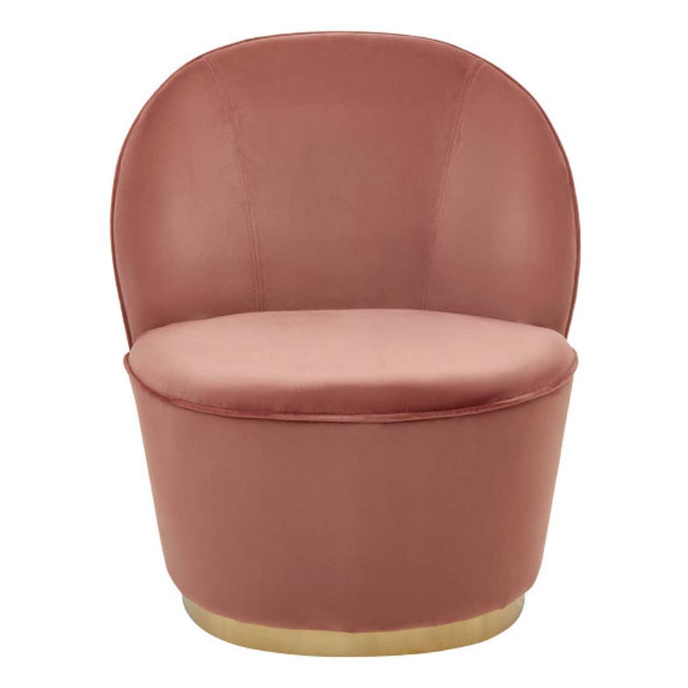 Kelvra Velvet Kids Chair with Gold Base in Dusty Pink