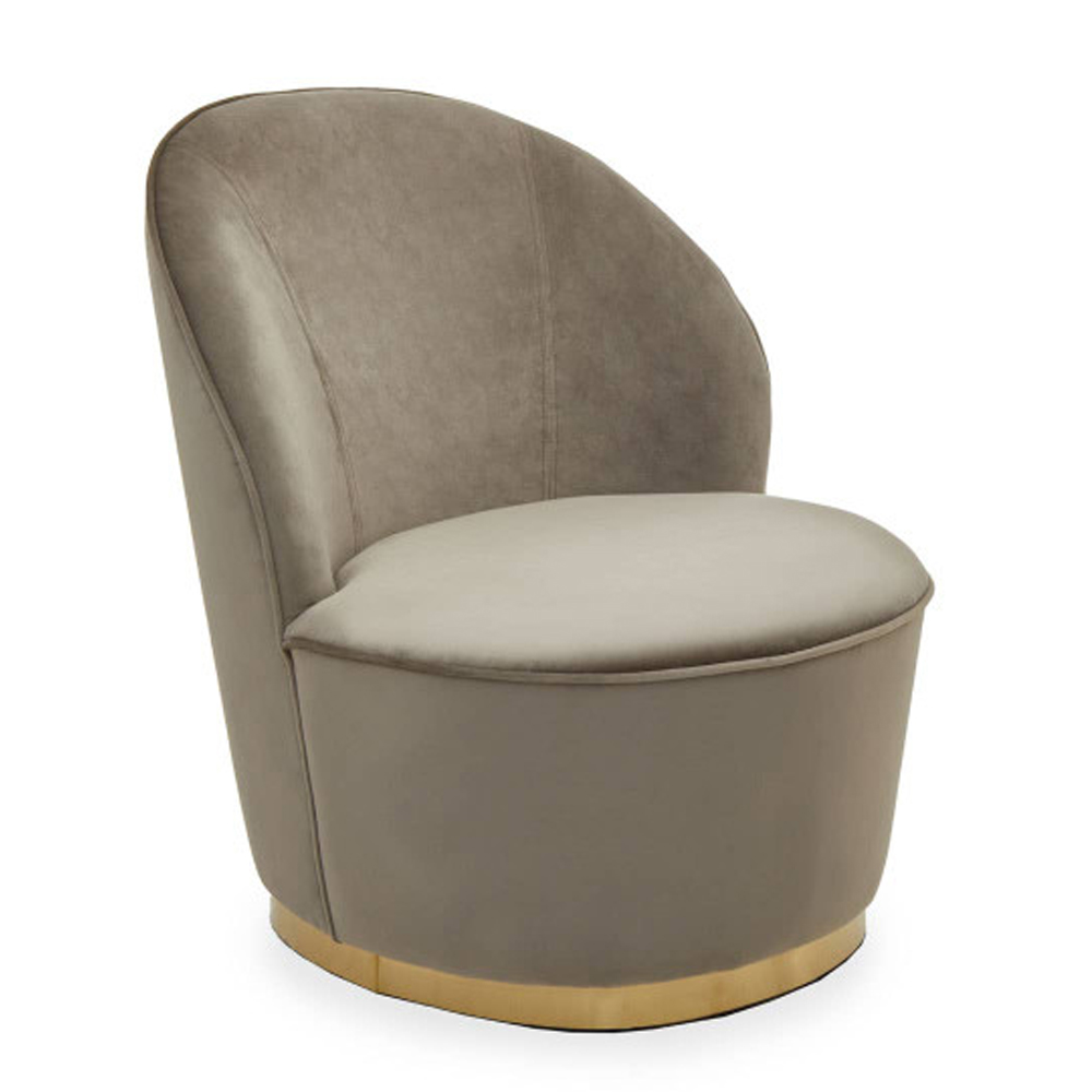 Kelvra Velvet Kids Chair with Gold Base in Mink