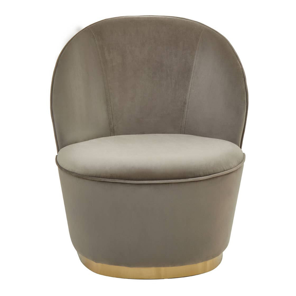 Kelvra Velvet Kids Chair with Gold Base in Mink