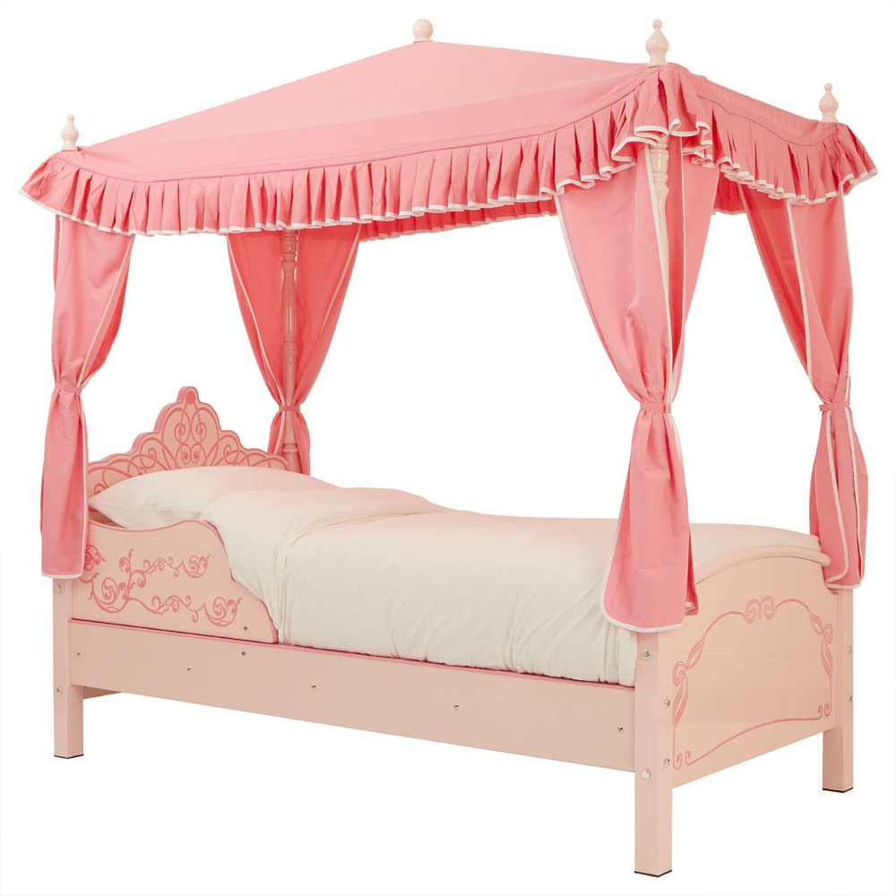 Kelvra Wooden Kids Princess Palace Canopy Bed in Pink