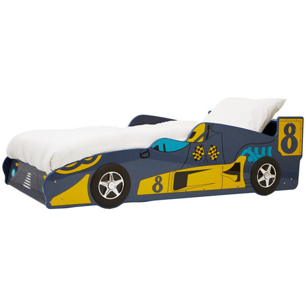 Kelvra Wooden Kids Racing Car Bed in Multicolour