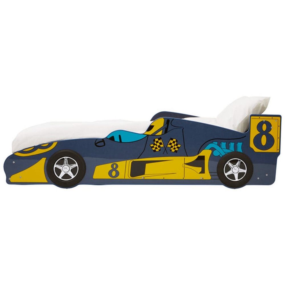 Kelvra Wooden Kids Racing Car Bed in Multicolour