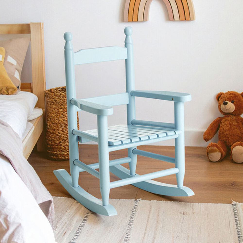 Kelvra Wooden Kids Rocking Chair in Blue