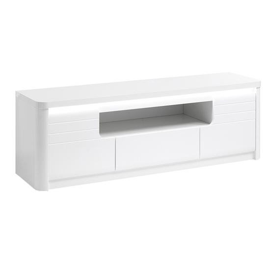 Kemble Large Wooden TV Stand In White High Gloss With LED_2