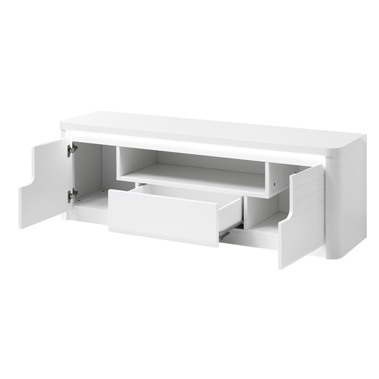Kemble Large Wooden TV Stand In White High Gloss With LED_3
