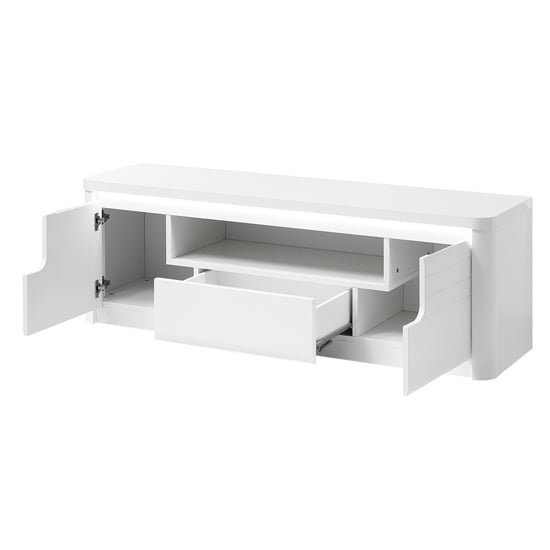Kemble Wooden TV Stand In White High Gloss With LED_3