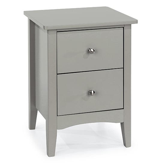Kamuy Wooden 2 Drawers Bedside Cabinet In Grey