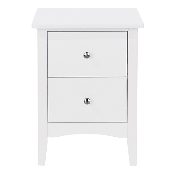 Kamuy Wooden 2 Drawers Bedside Cabinet In White