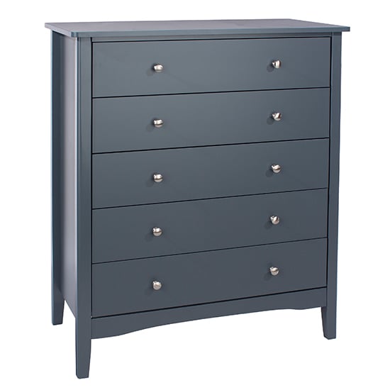 Product photograph of Kamuy Wooden Chest Of 5 Drawers In Midnight Blue from Furniture in Fashion