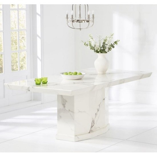 View Hamlet small high gloss marble dining table in white