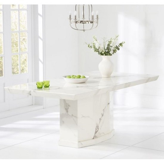 Kempton Marble Large Dining Table Rectangular In White Furniture in