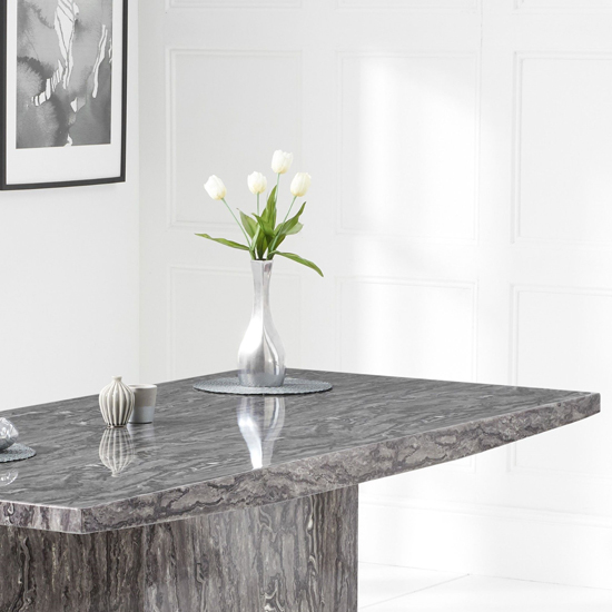 Kempton 160cm High Gloss Marble Dining Table In Grey_3