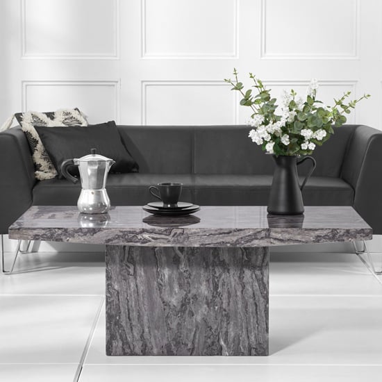View Kempton rectangular high gloss marble coffee table in grey