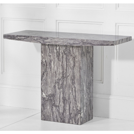 Kempton Rectangular High Gloss Marble Console Table In Grey_2