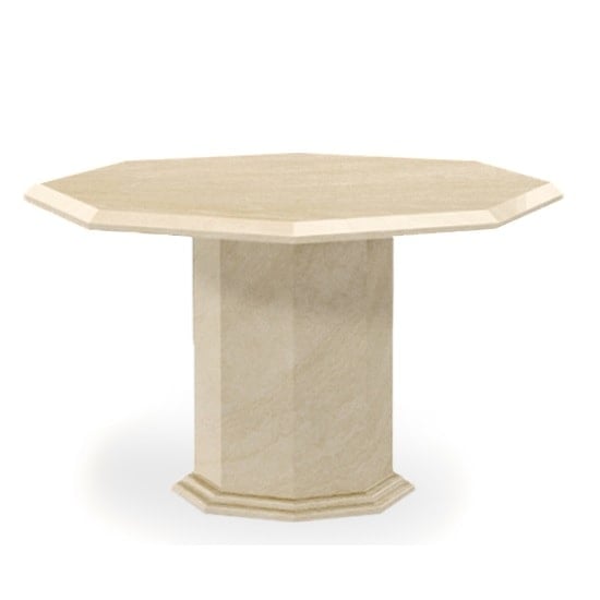 Kempton Marble Effect Dining Table Octagonal In Cream Furniture in