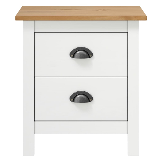 Kendal Wooden Bedside Cabinet With 2 Drawers In White And Brown