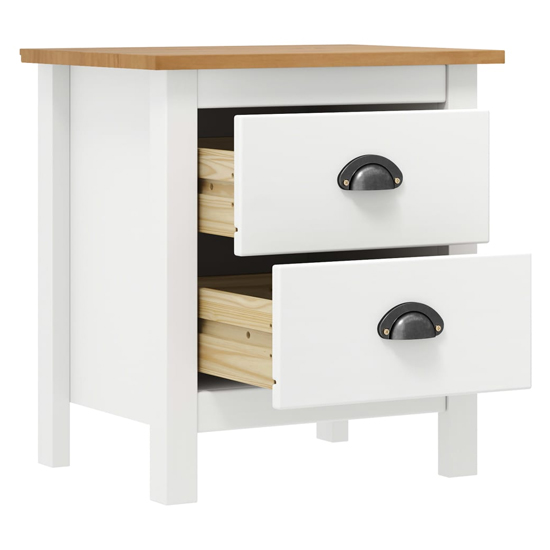 Kendal Wooden Bedside Cabinet With 2 Drawers In White And Brown