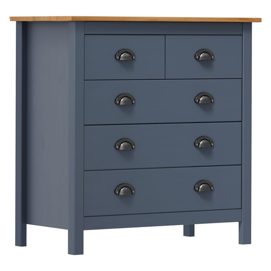 Read more about Kendal wooden chest of 5 drawers in grey and brown