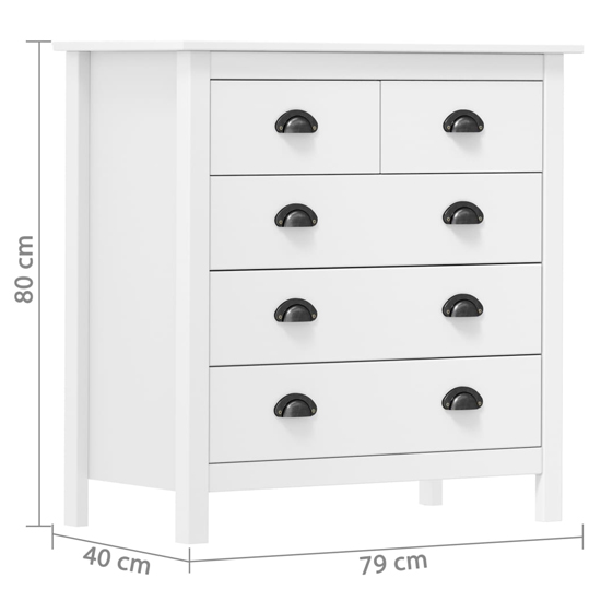 Kendal Wooden Chest Of 5 Drawers In White