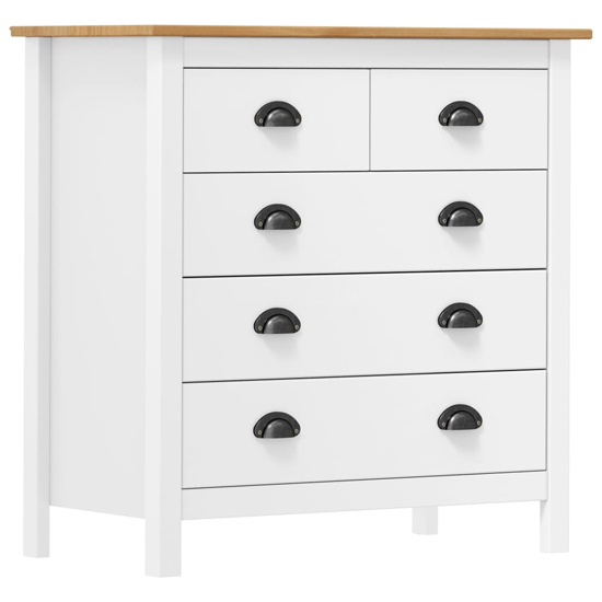 Read more about Kendal wooden chest of 5 drawers in white and brown