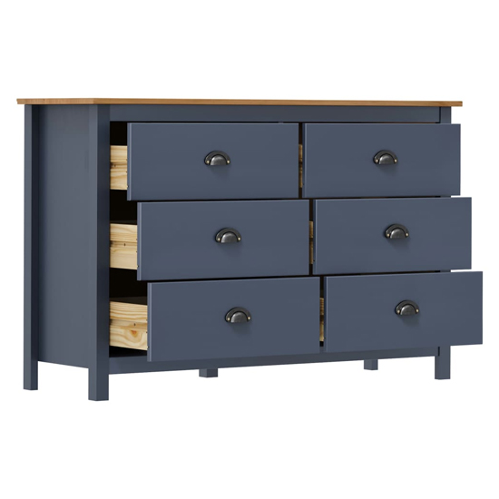 Kendal Wooden Chest Of 6 Drawers In Grey And Brown