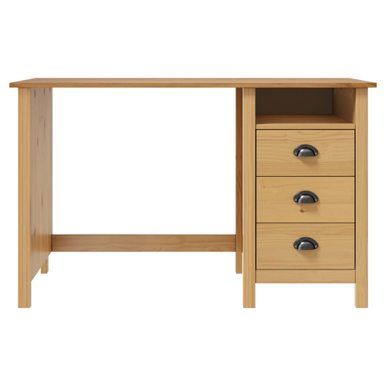 Kendal Wooden Laptop Desk With 3 Drawers In Brown