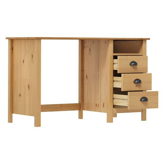 Kendal Wooden Laptop Desk With 3 Drawers In Brown