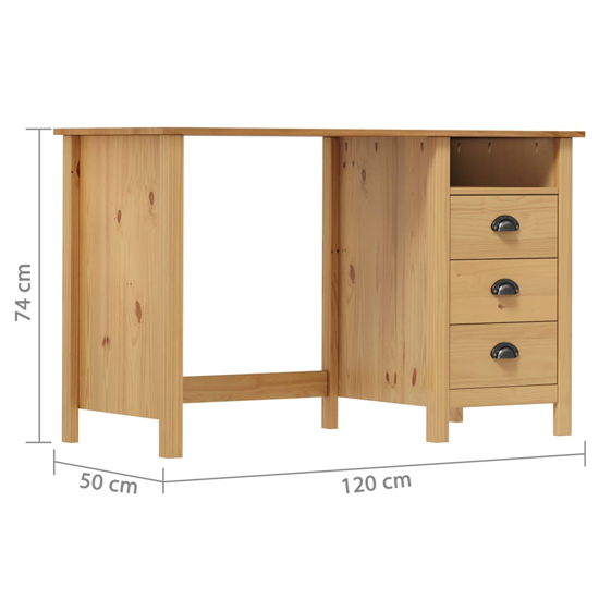 Kendal Wooden Laptop Desk With 3 Drawers In Brown